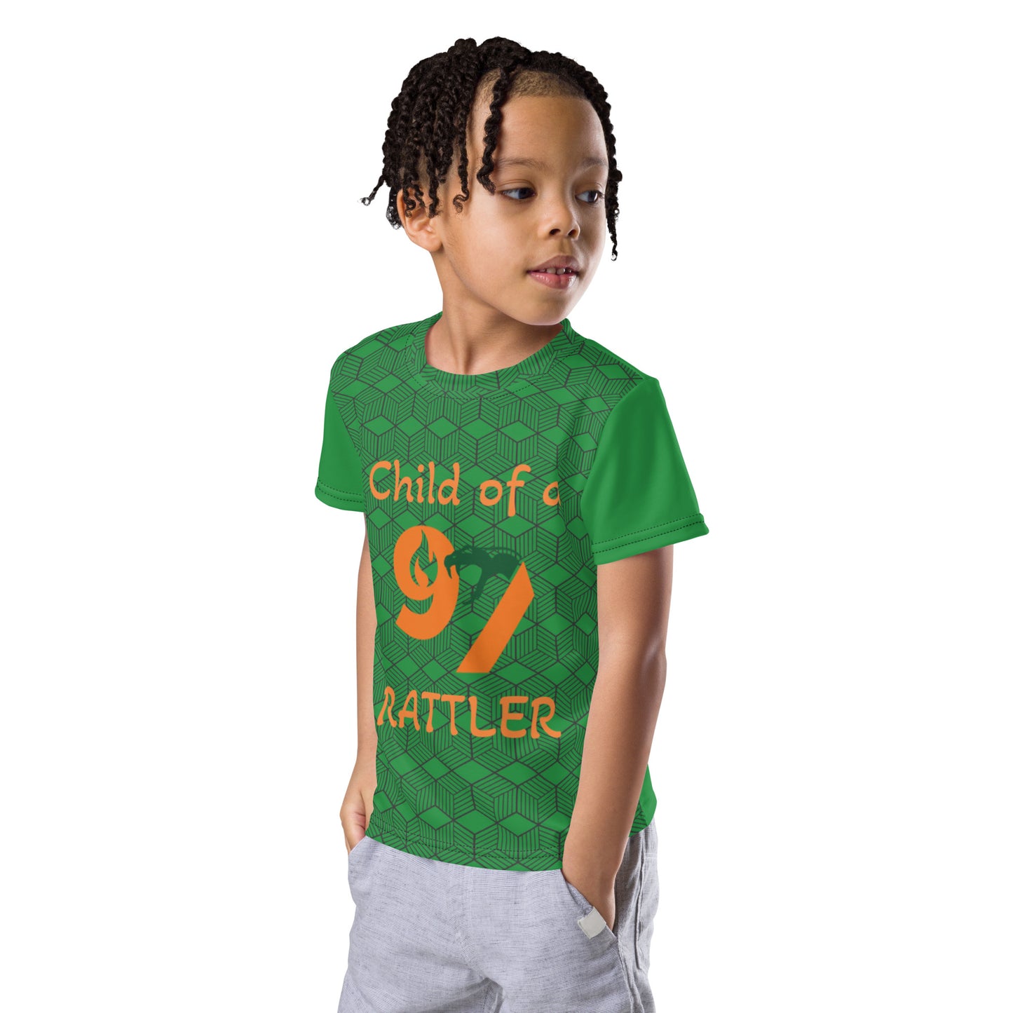 Child of a 97 Rattler Kids crew neck t-shirt