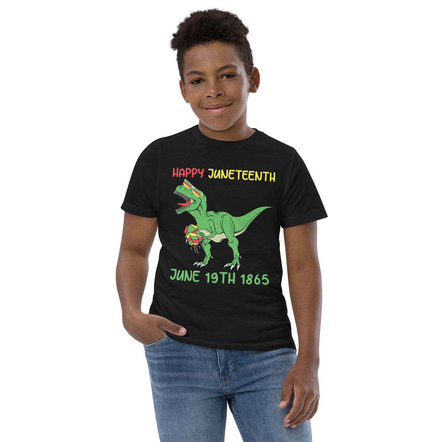 Juneteenth Dinosaur Youth jersey t-shirt