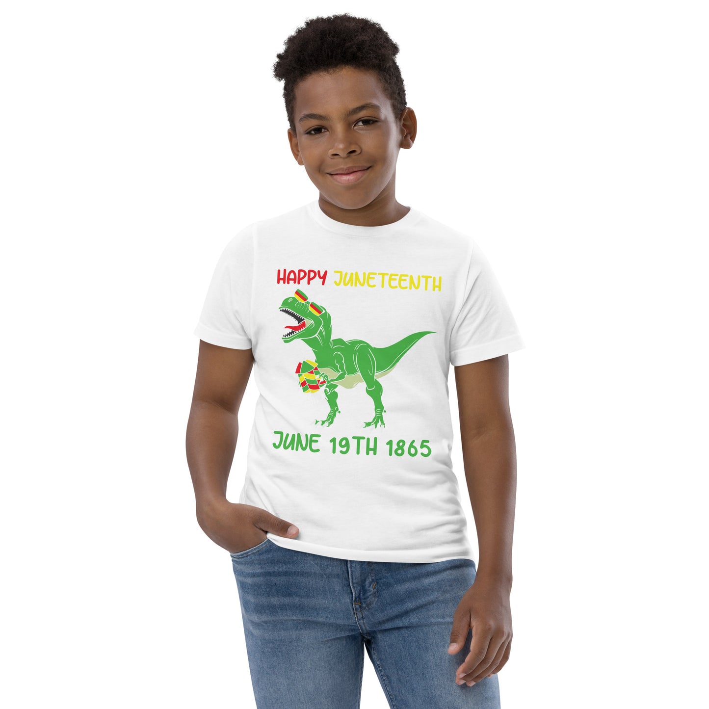 Juneteenth Dinosaur Youth jersey t-shirt